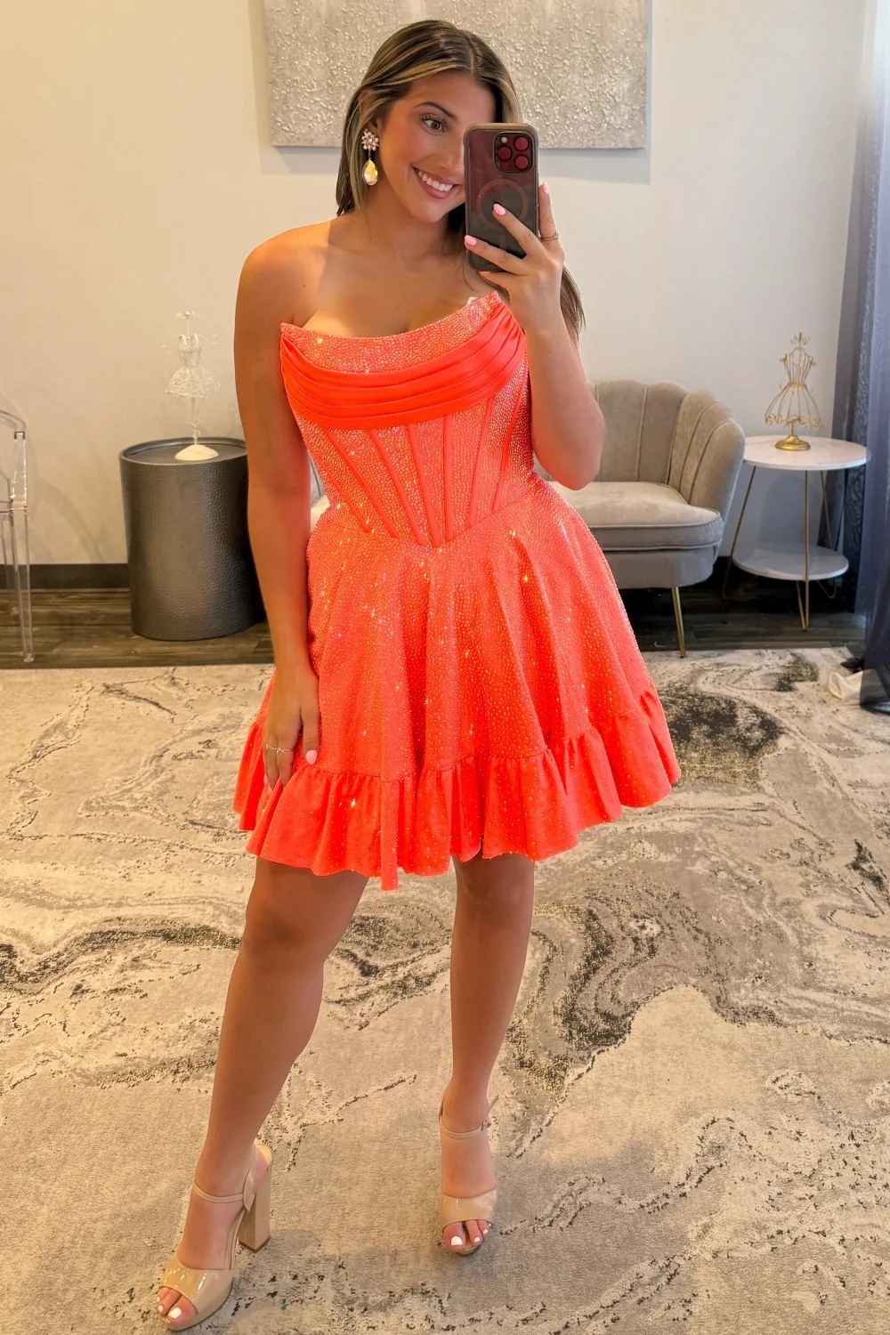 Sparkly Beading A-Line Strapless Lace Up Short Homecoming Dress - Image 13