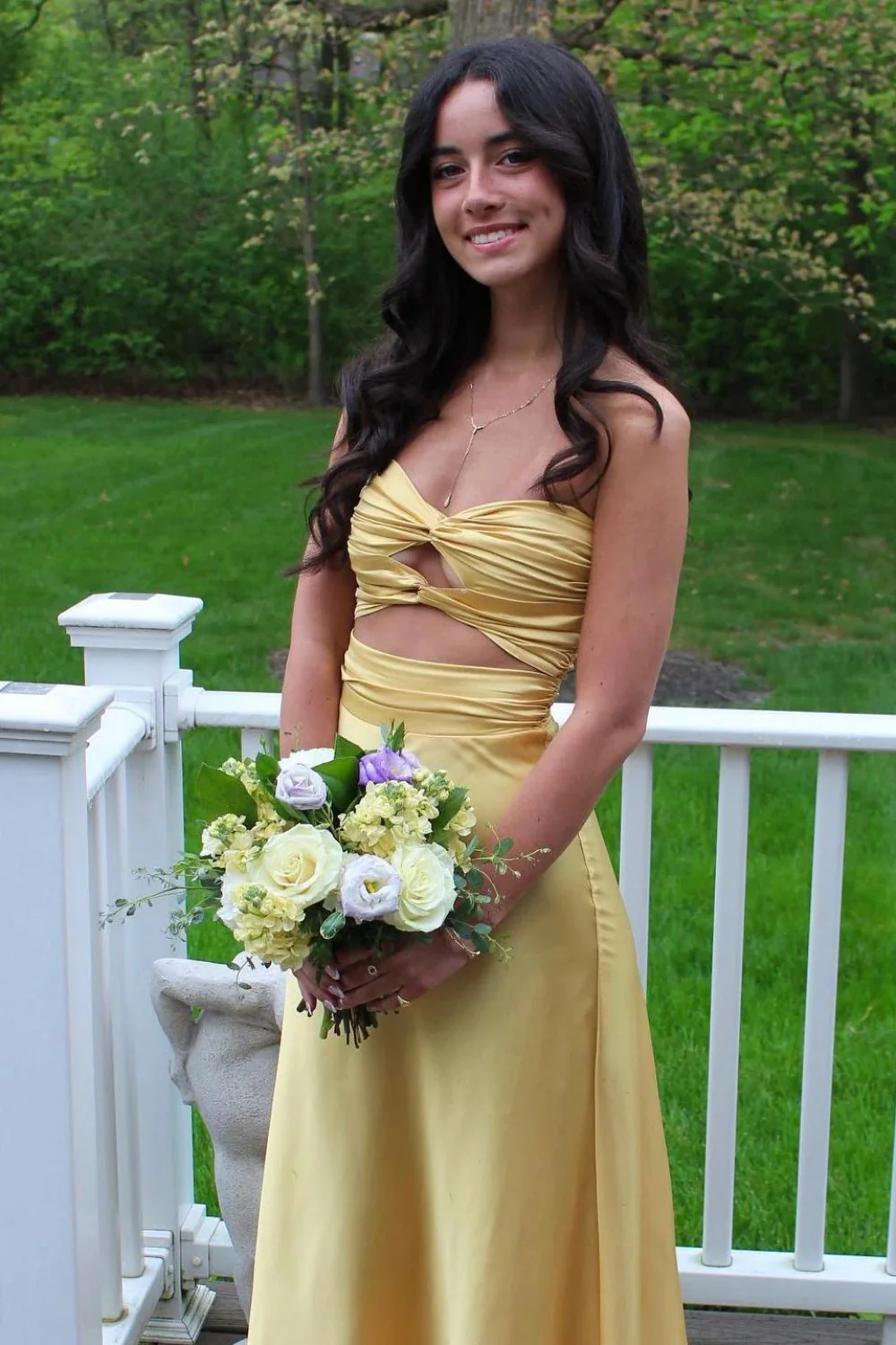 Aqua Sweetheart Twist Front Cutout Long Satin Prom Gown - Image 6