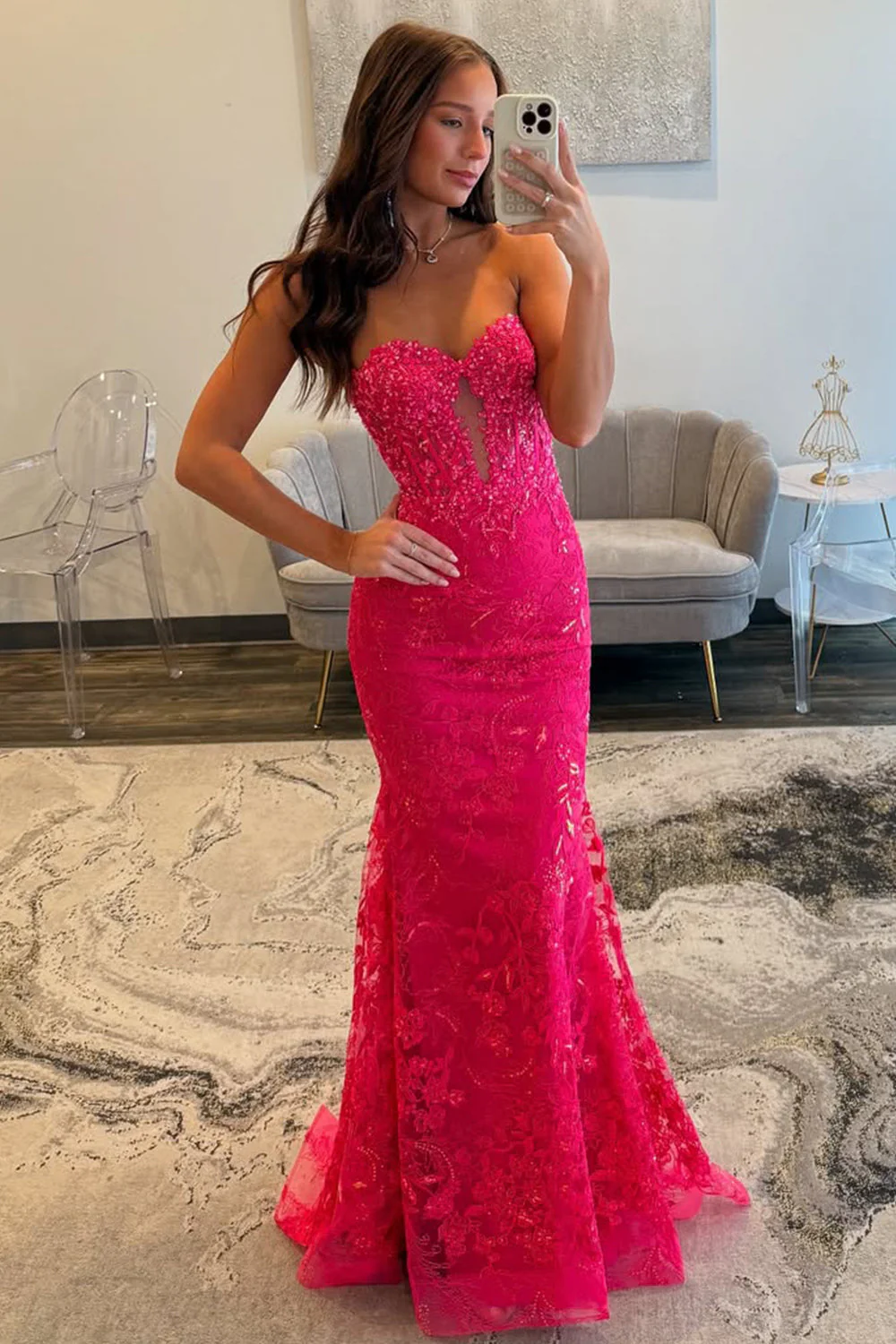 Backless Sequin Mermaid Prom Dress with Sweetheart Neckline and Delicate Appliques - Image 12