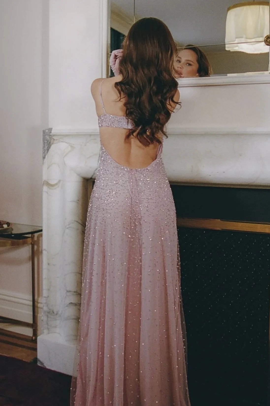 Bling A Line Spaghetti Straps Grey Blue Long Party Dress with Beading - Image 9