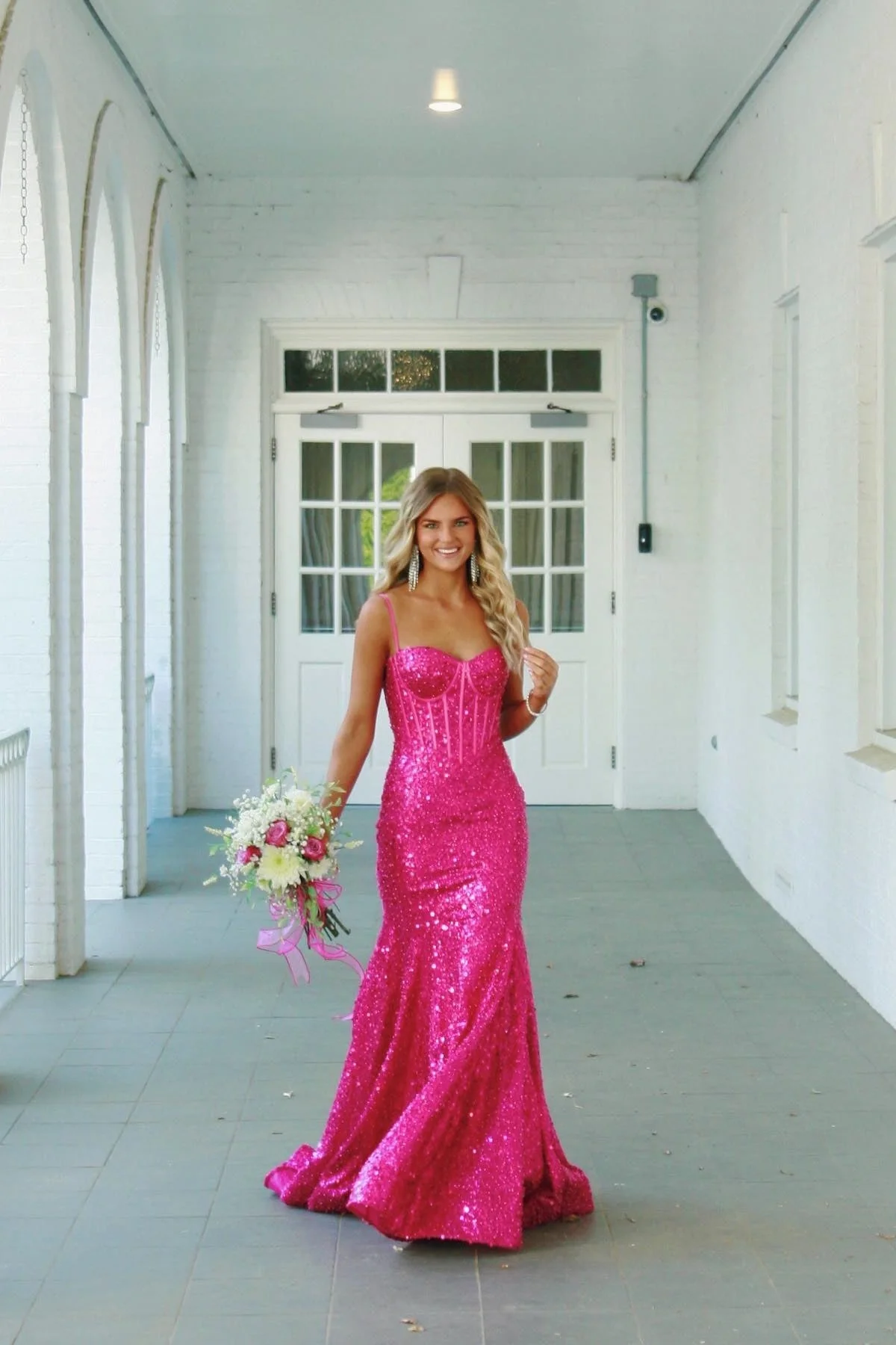 Bling Mermaid Spaghetti Straps Light Blue Sequins Long Prom Dress - Image 15