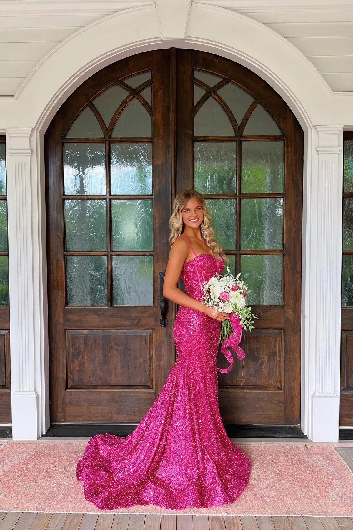 Bling Mermaid Spaghetti Straps Light Blue Sequins Long Prom Dress - Image 18