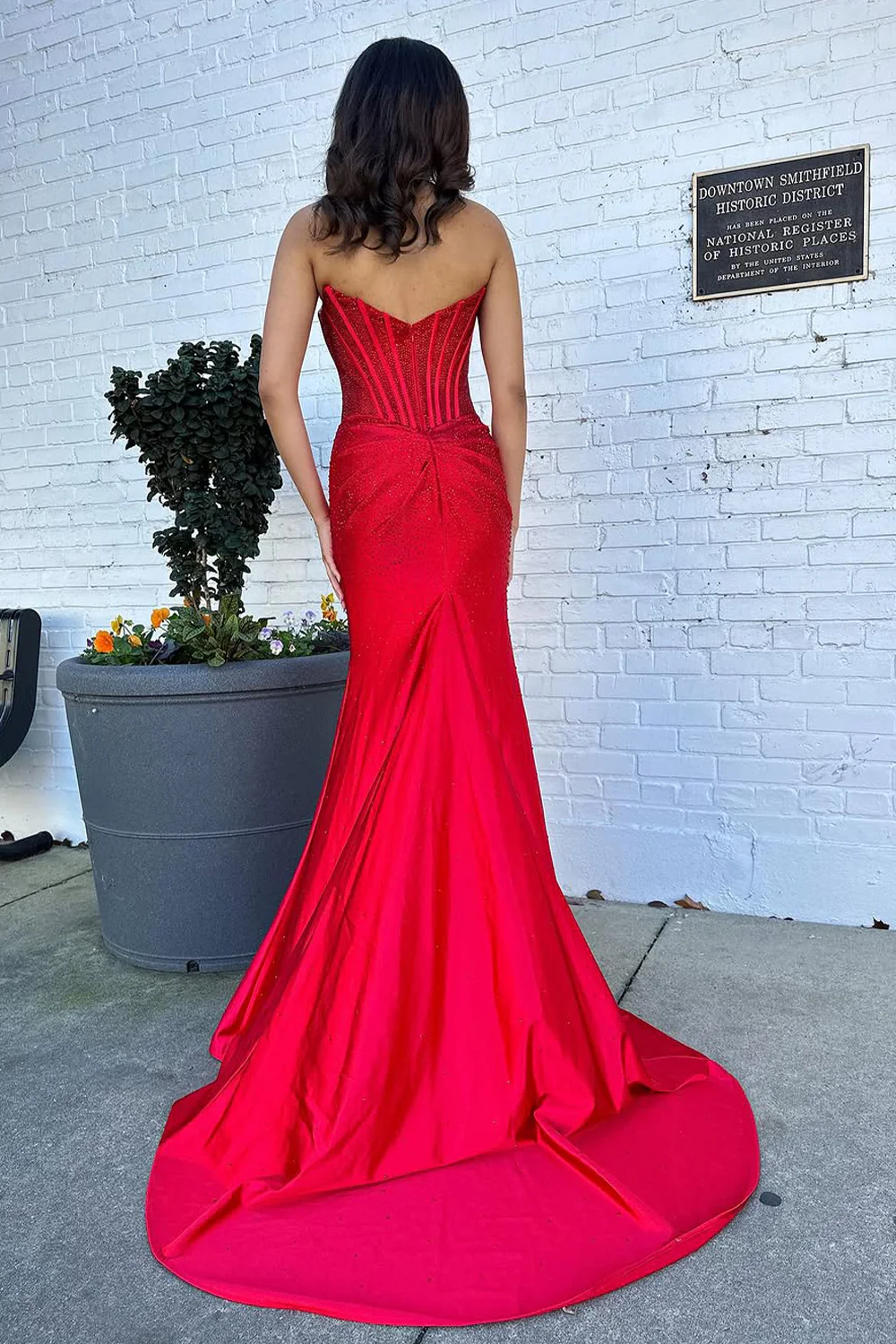 Gorgeous Sparkly Mermaid Strapless Long Beaded Prom Dress with Leg Slit - Image 15