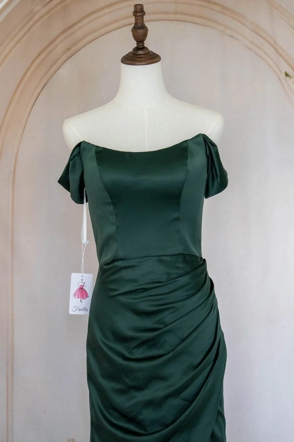 Charming Mermaid Off the Shoulder Green Long Prom Dress with Split Front - Image 4