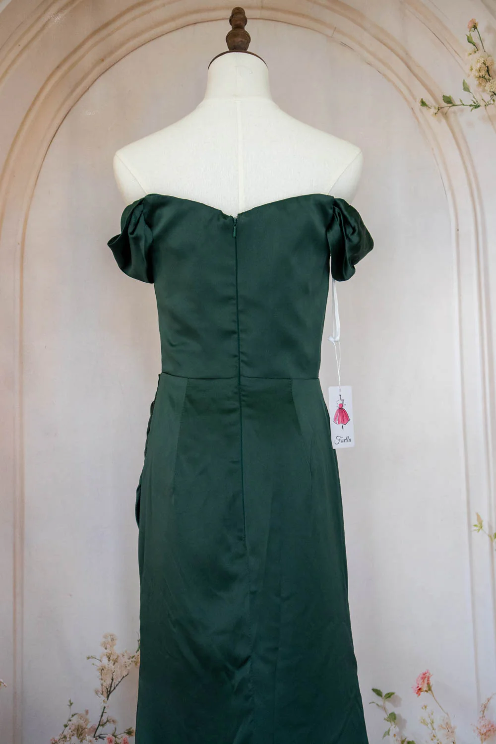 Charming Mermaid Off the Shoulder Green Long Prom Dress with Split Front - Image 5
