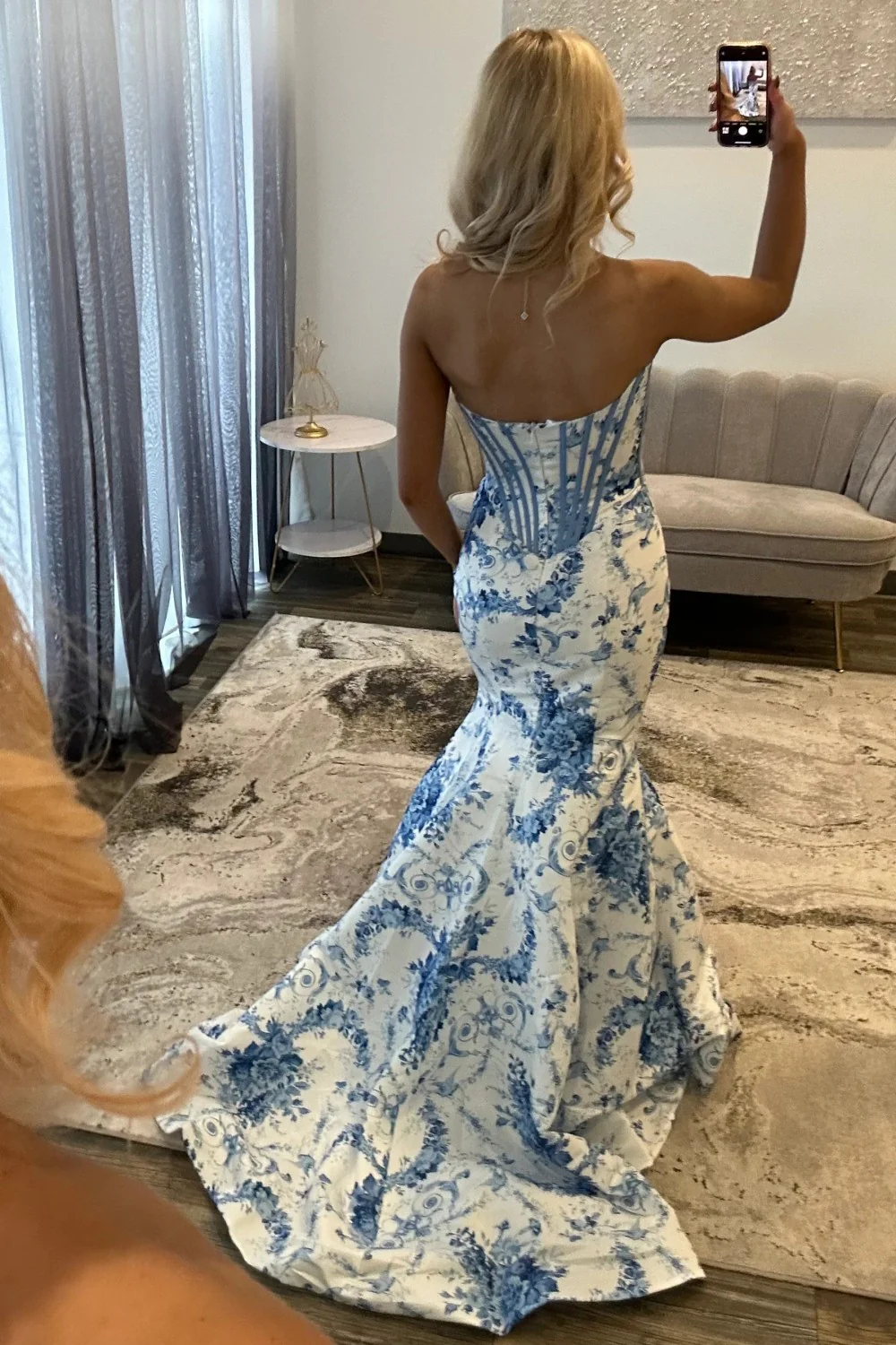Charming Mermaid Sweetheart Blue Corset Prom Dress with Appliques - Image 5