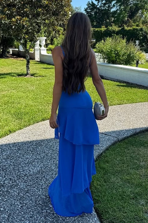 Charming  Spaghetti Straps Yellow Long Prom Dress with Ruffles - Image 5