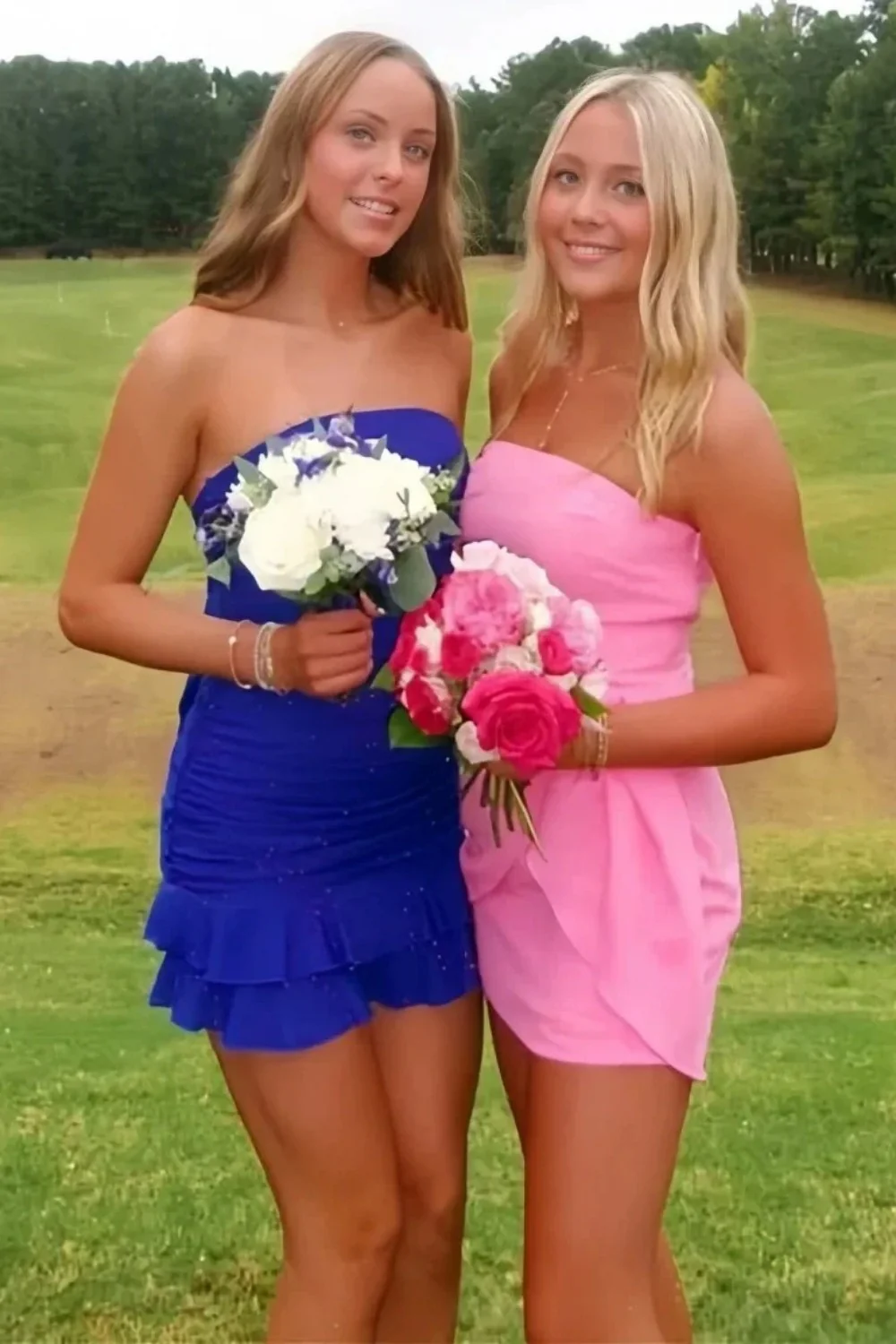 Chic Sheath Strapless Royal Blue Short Homecoming Dress with Ruffles - Image 3