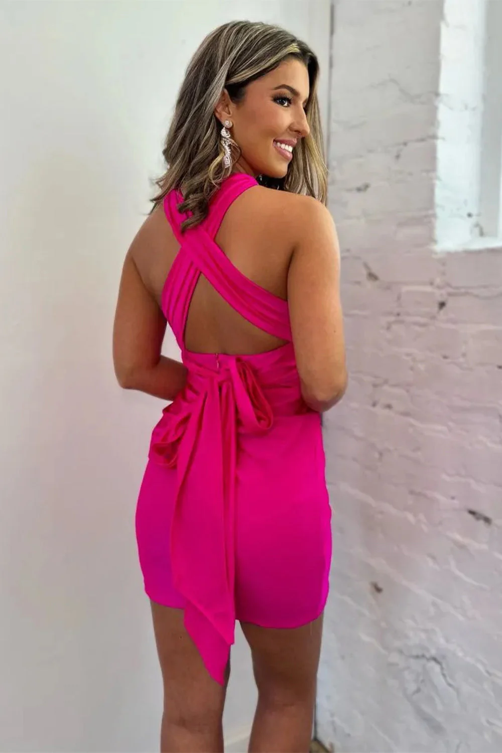 Convertible Straps Tight Homecoming Dress with Pleats and Open Back - Image 8