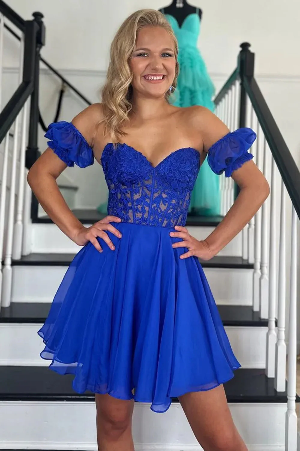 Cute Sweetheart A-Line Short Dress Lace Up Back with Detachable Sleeves Homecoming Dress - Image 6
