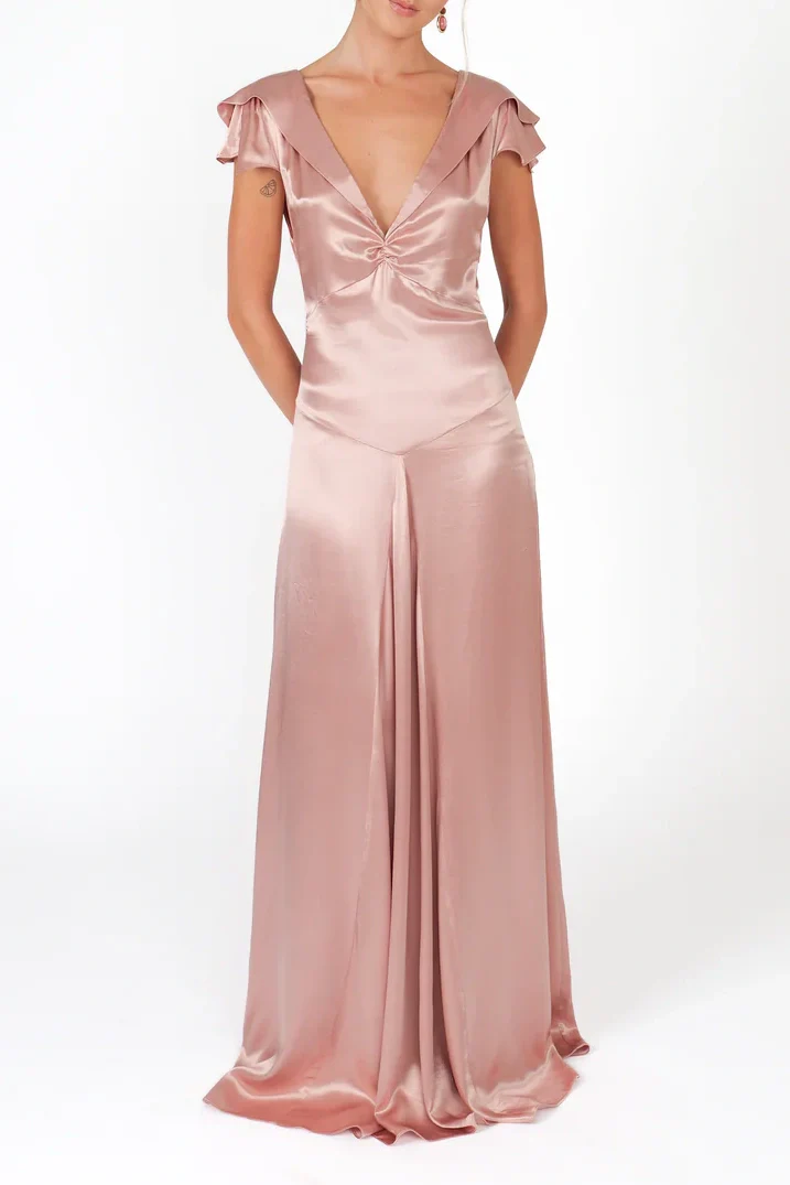 Elegant A Line Deep V Neck Yellow Long Party Dress with Open Back - Image 12
