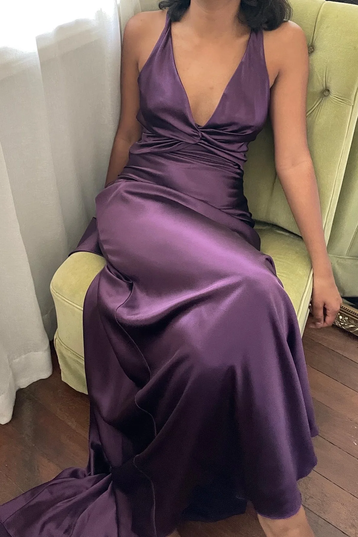 Stylish Sheath V Neck Green Long Party Dress with Open Back Bowknot - Image 7