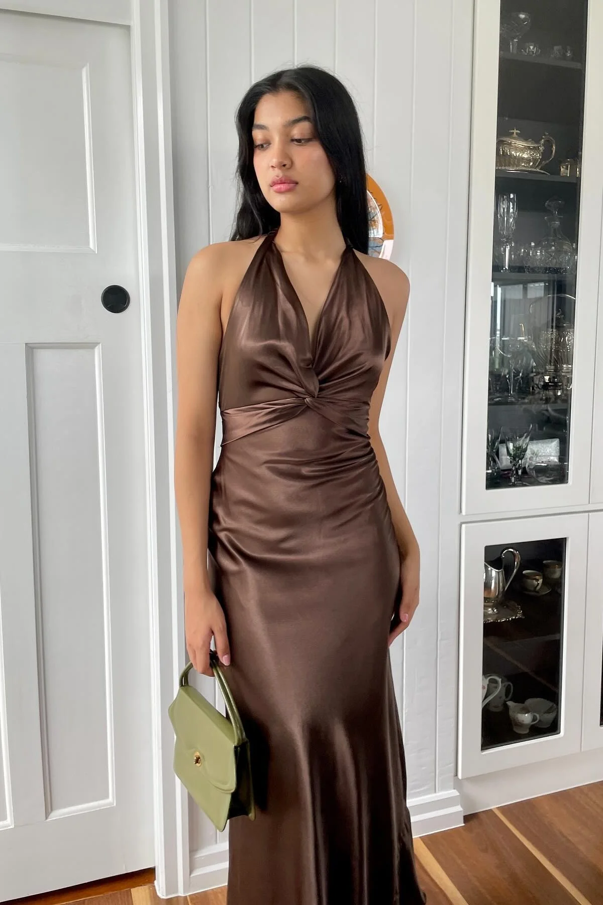 Stylish Sheath V Neck Green Long Party Dress with Open Back Bowknot - Image 23