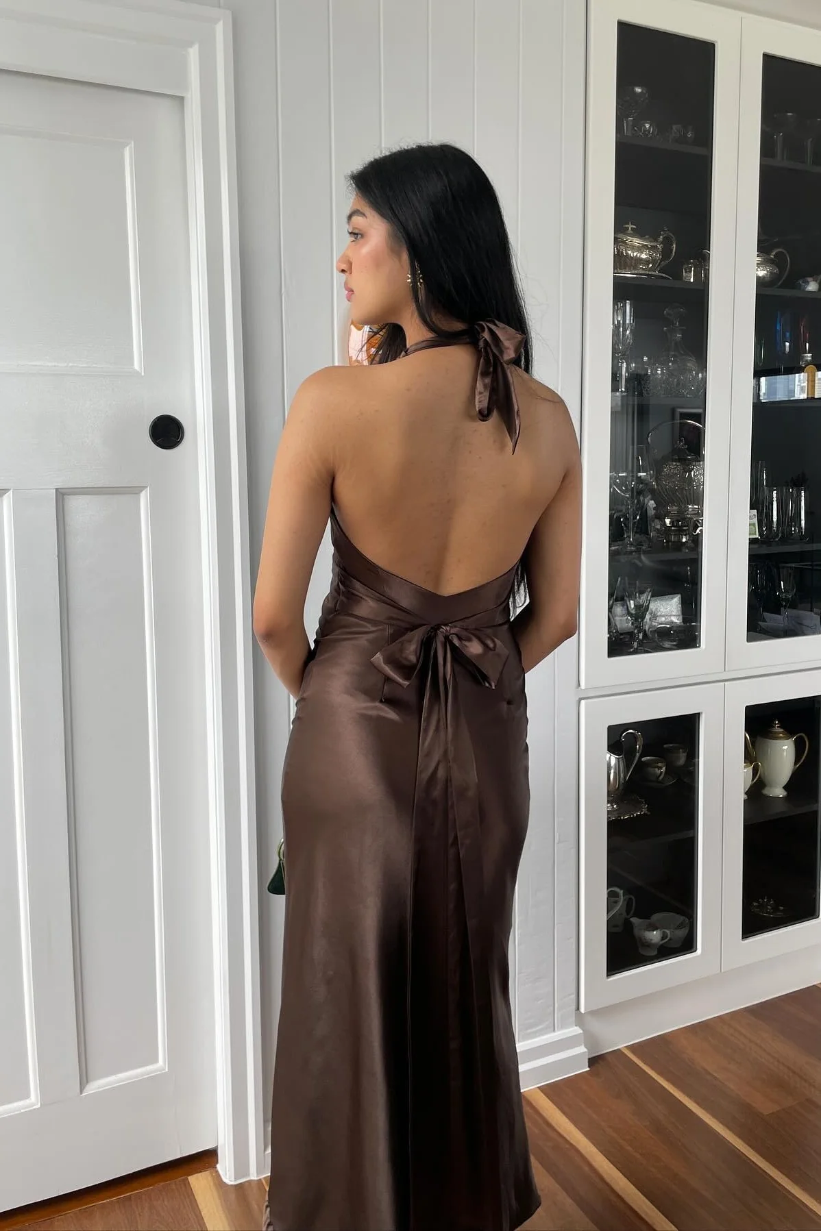 Stylish Sheath V Neck Green Long Party Dress with Open Back Bowknot - Image 24