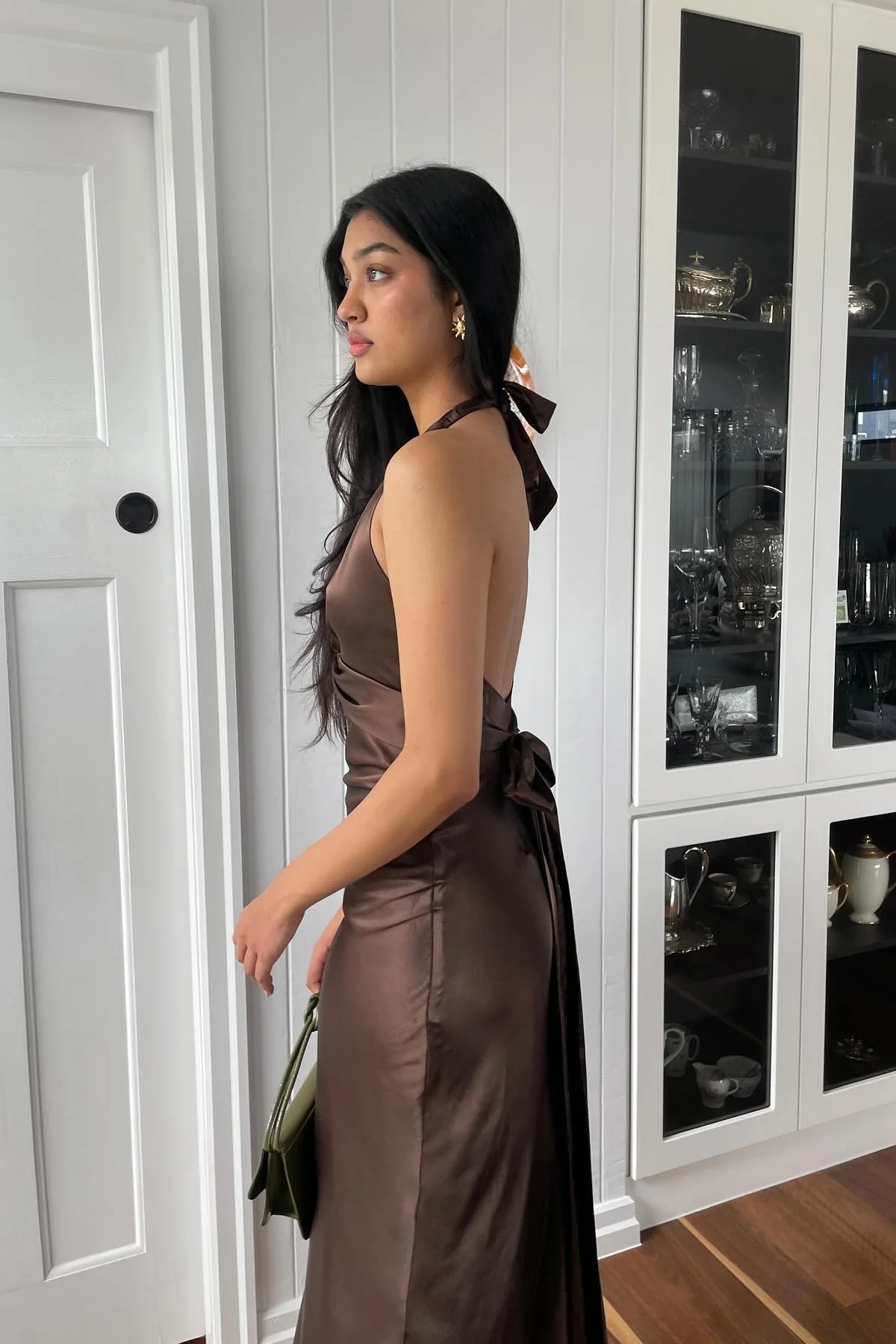 Stylish Sheath V Neck Green Long Party Dress with Open Back Bowknot - Image 26