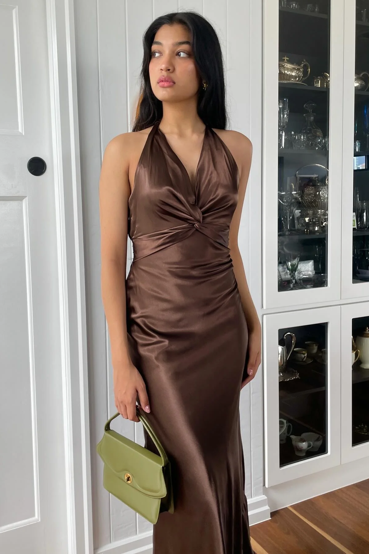 Stylish Sheath V Neck Green Long Party Dress with Open Back Bowknot - Image 33