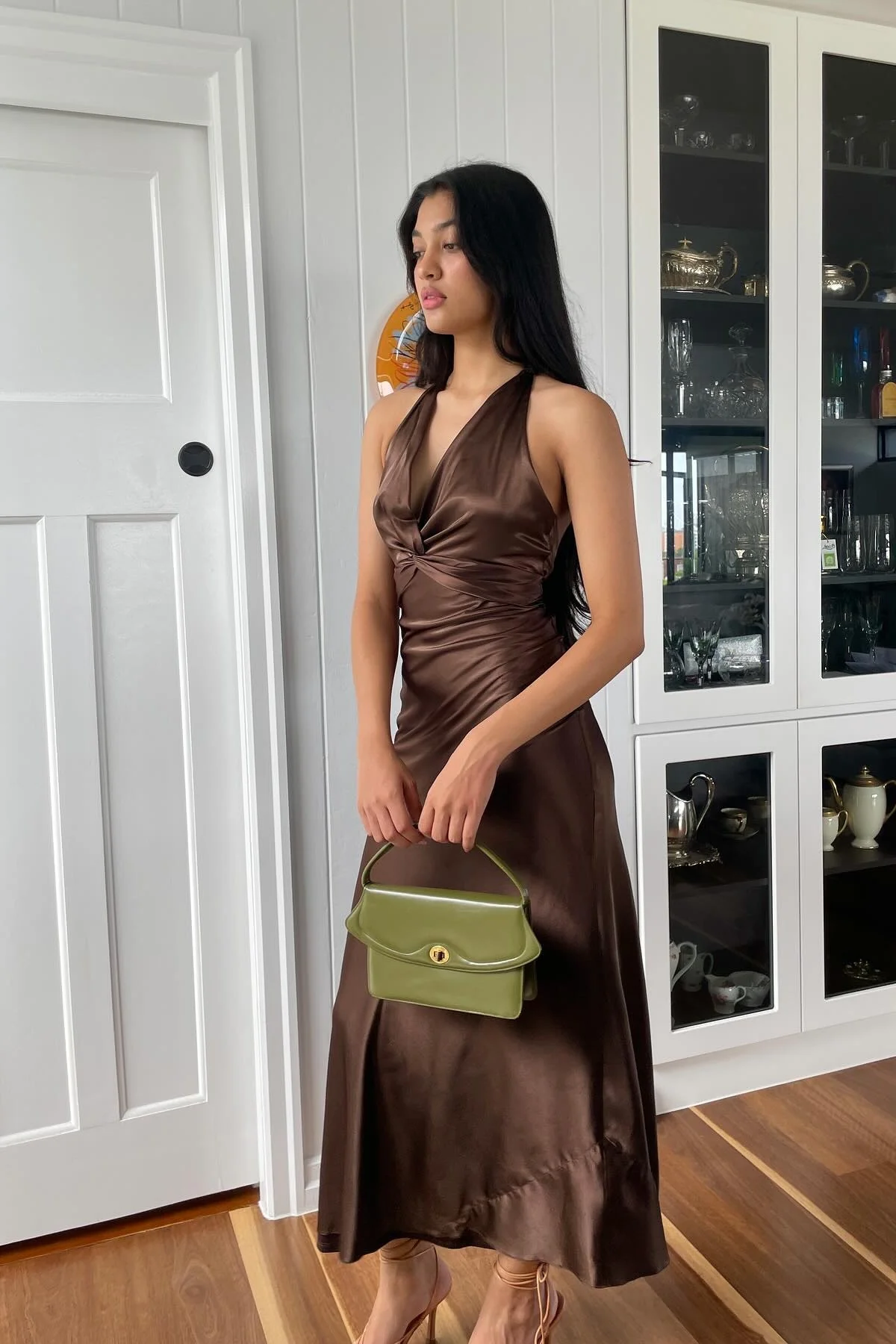 Stylish Sheath V Neck Green Long Party Dress with Open Back Bowknot - Image 34
