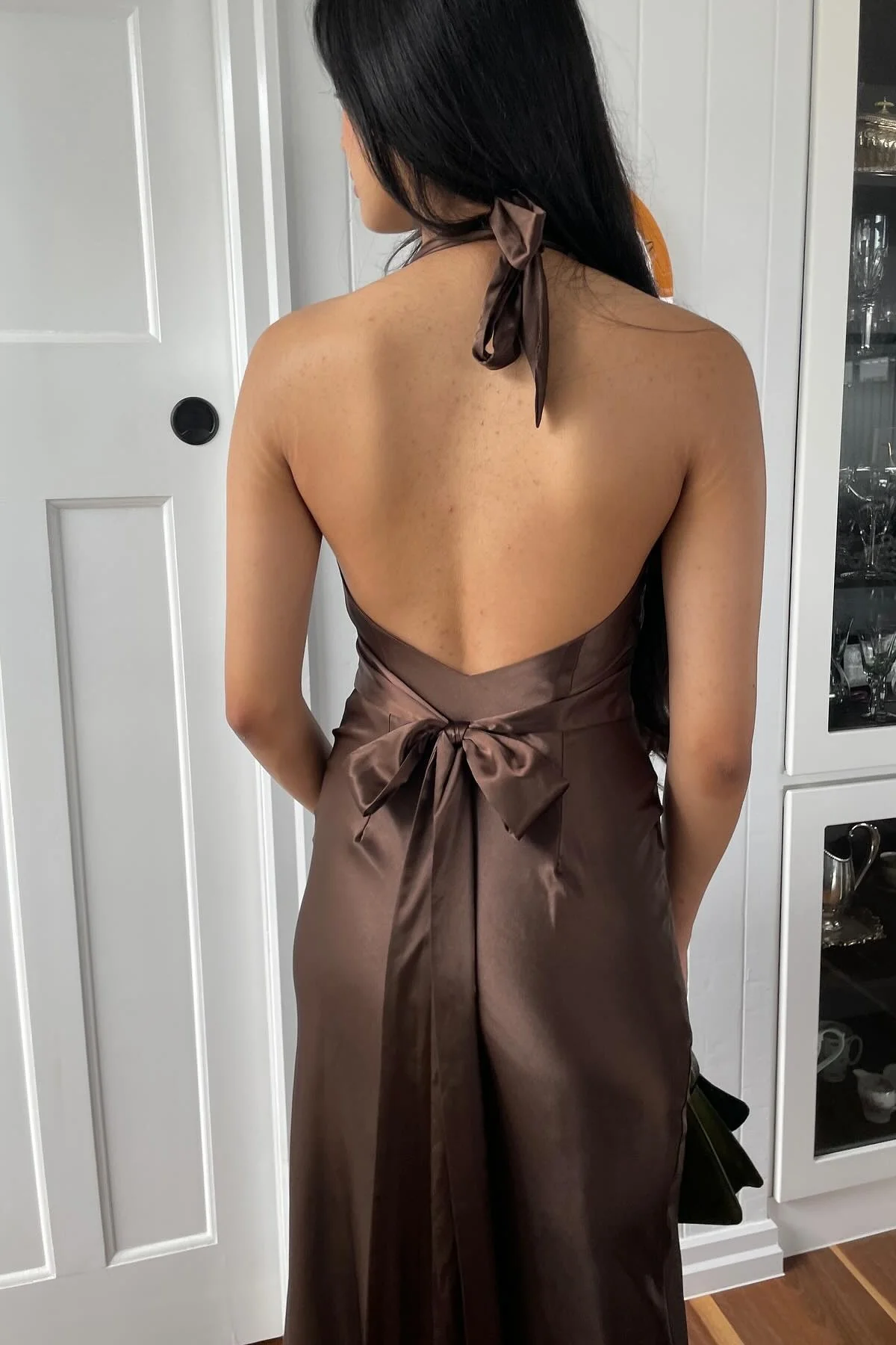 Stylish Sheath V Neck Green Long Party Dress with Open Back Bowknot - Image 35