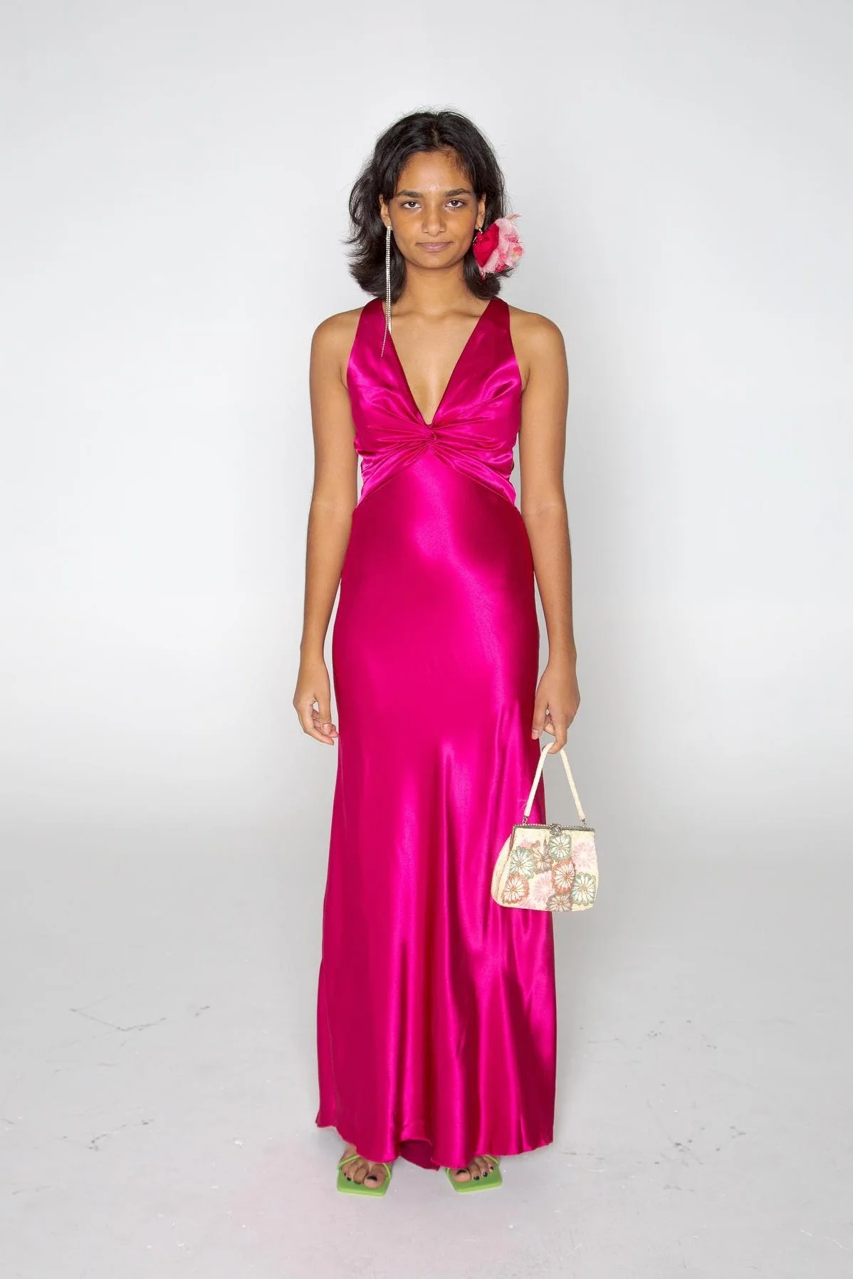 Stylish Sheath V Neck Green Long Party Dress with Open Back Bowknot - Image 36