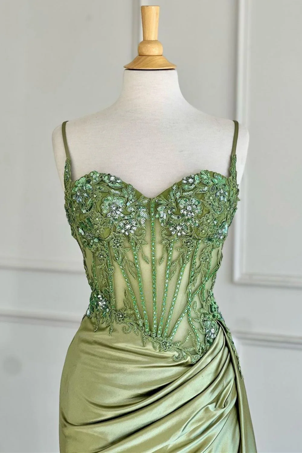 Gorgeous Mermaid Spaghetti Straps Silver Glitter Prom Dress with Split Slit - Image 12