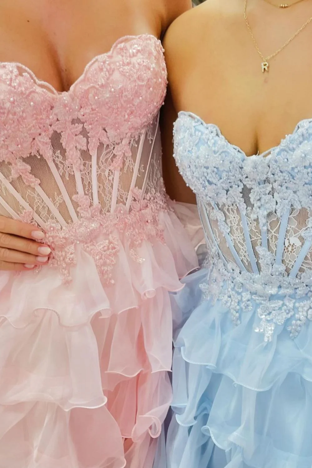 Light Blue A-Line Sweetheart Lace Up Short Tiered Tulle Dress Homecoming Dress - Image 6