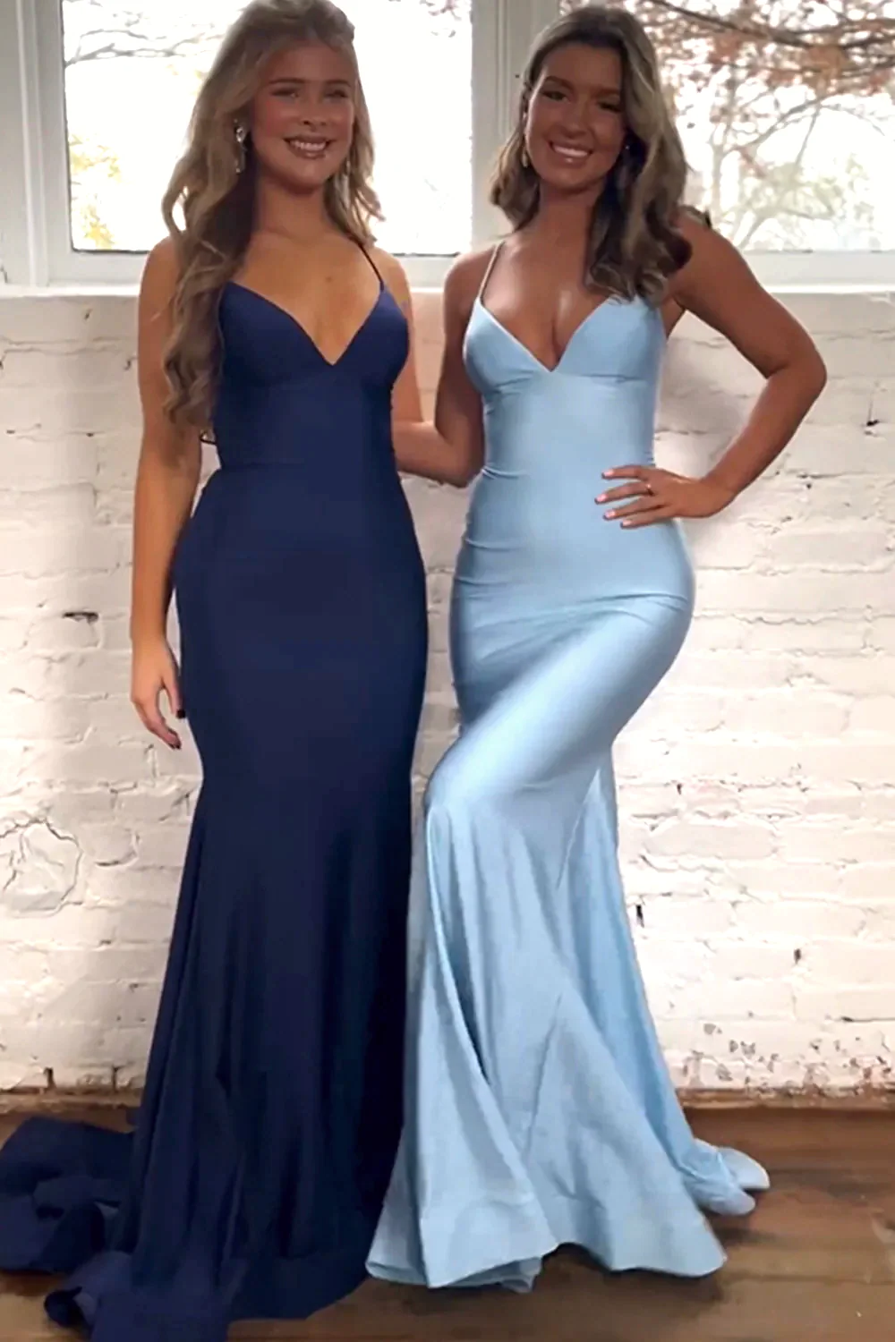Mermaid Style Satin Prom Dress with Slim Spaghetti Straps and Open Lace-Up Back - Image 3
