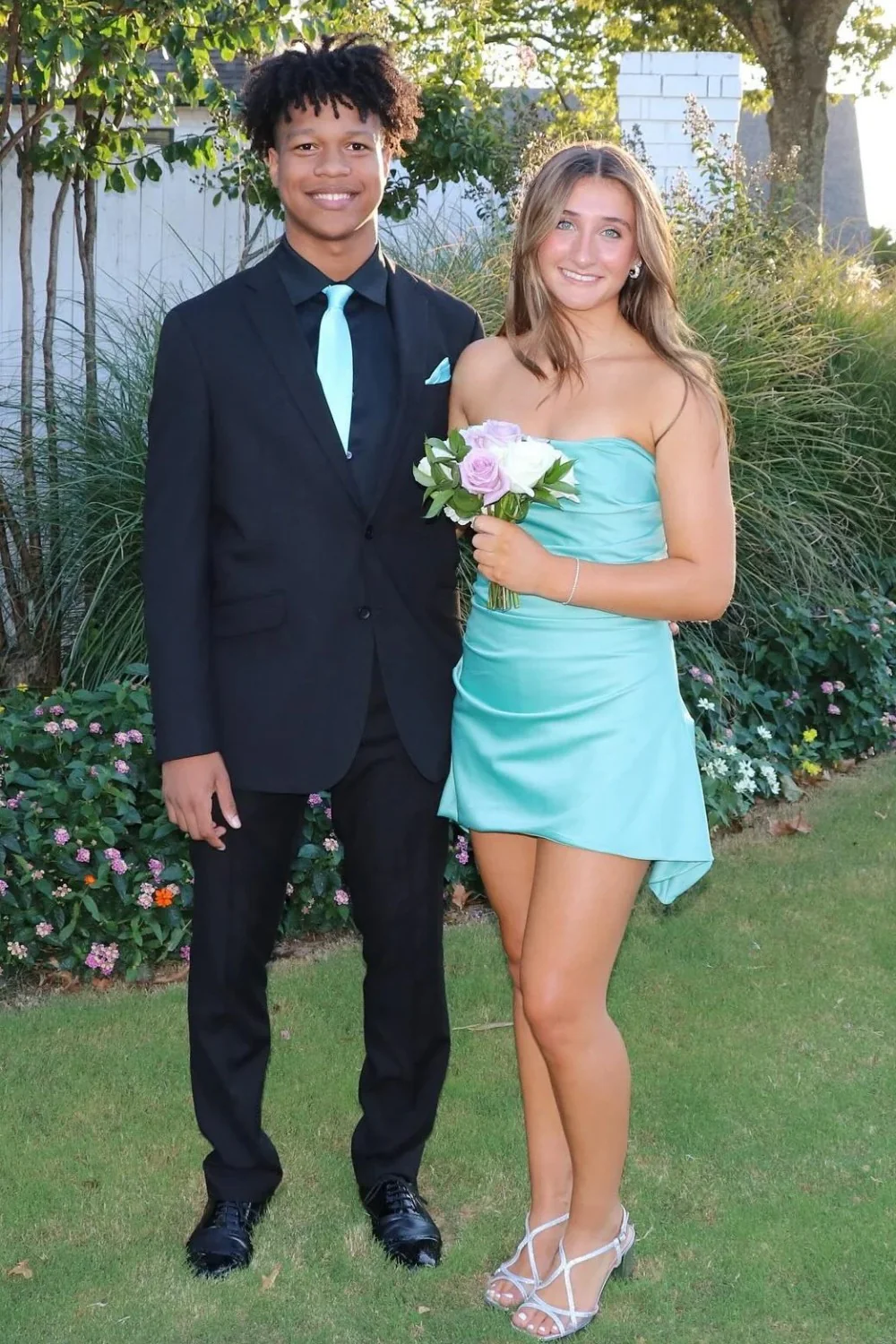 Pretty A Line Strapless Pink Satin Short Homecoming Dress - Image 5