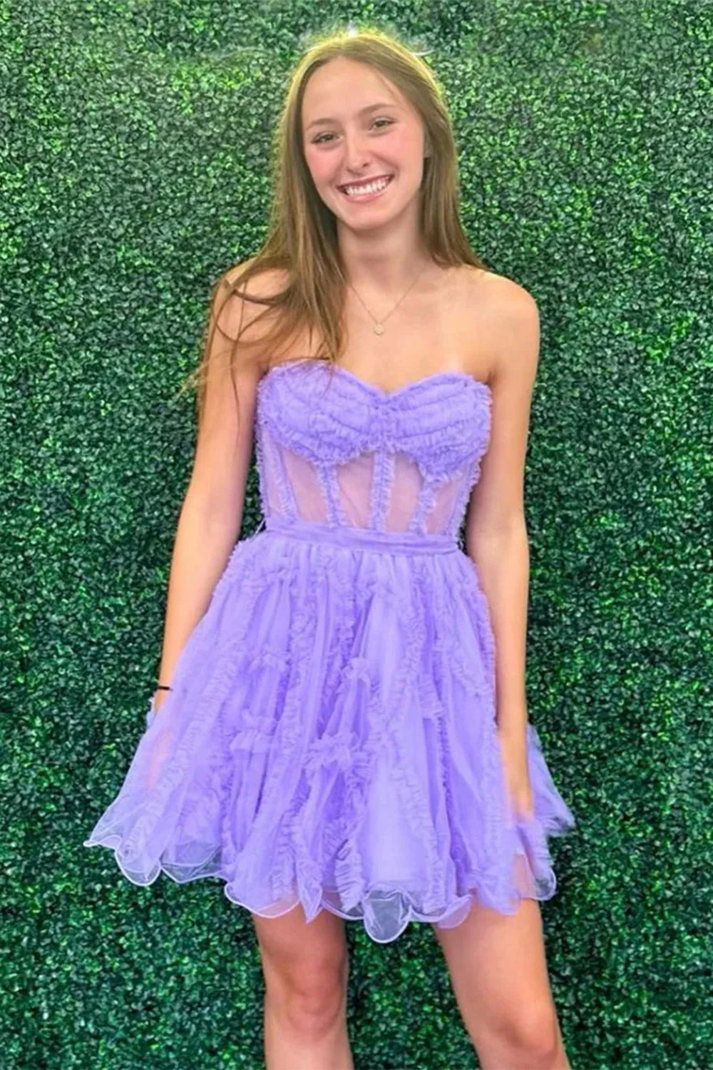 Pretty A Line Tulle Party Dress with Sweetheart Bodice and Layered Ruffles - Image 5