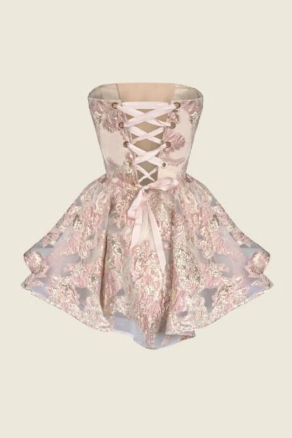Princess A Line Strapless Pink Short Homecoming Dress with Lace Bowknot - Image 5