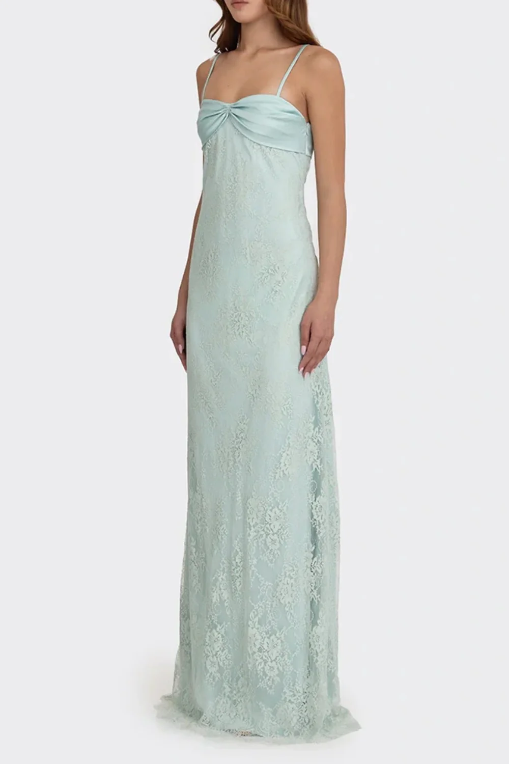 Romantic Blush Pink Lace Spaghetti Straps Prom Dress with Ruched Bodice - Image 11