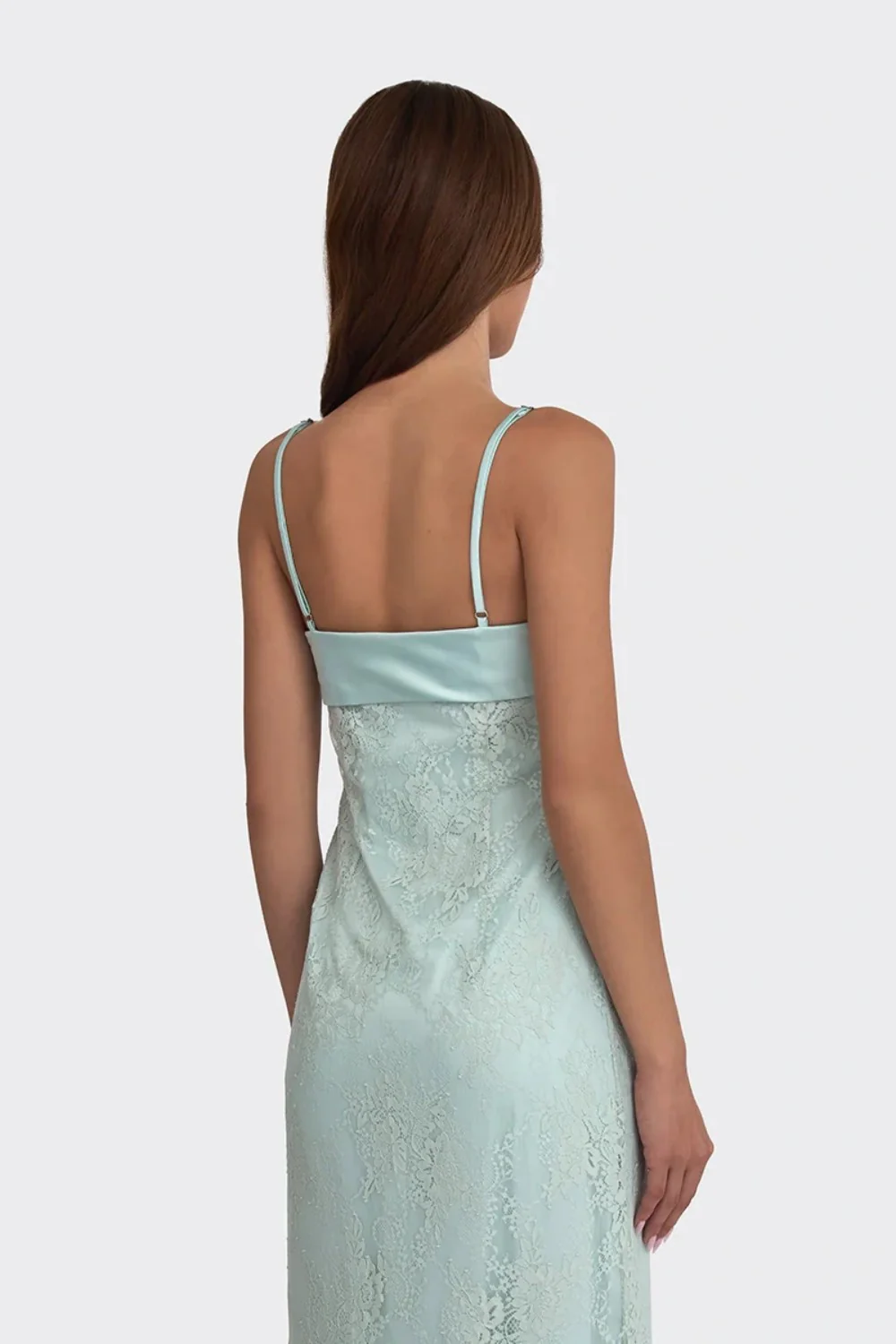 Romantic Blush Pink Lace Spaghetti Straps Prom Dress with Ruched Bodice - Image 13