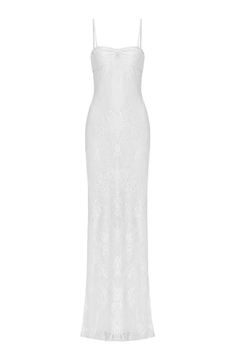 Romantic Blush Pink Lace Spaghetti Straps Prom Dress with Ruched Bodice - Image 16
