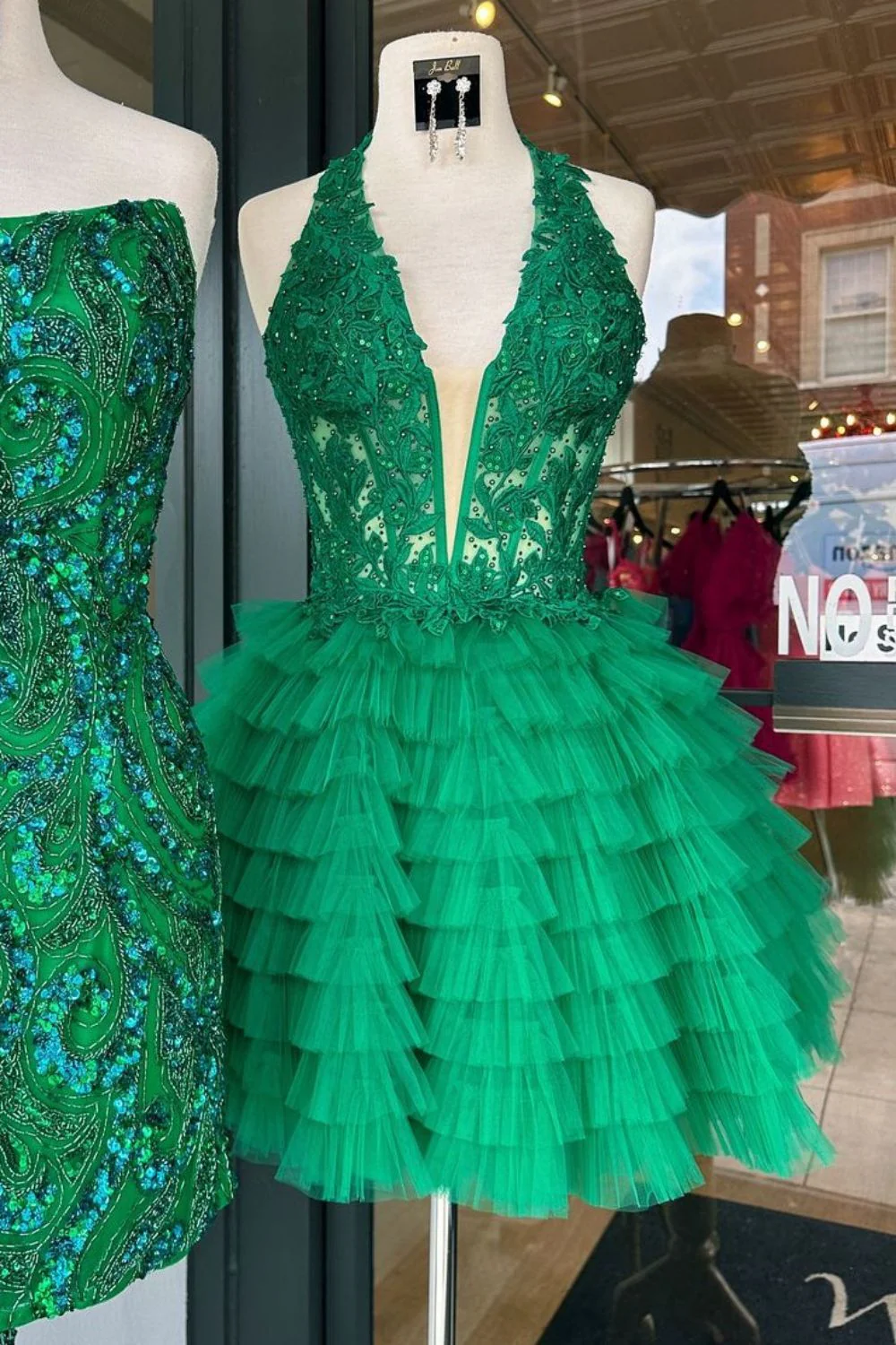 Royal Blue A-Line Halter Neck Short Tulle Homecoming Dress with Appliques Details - Image 5