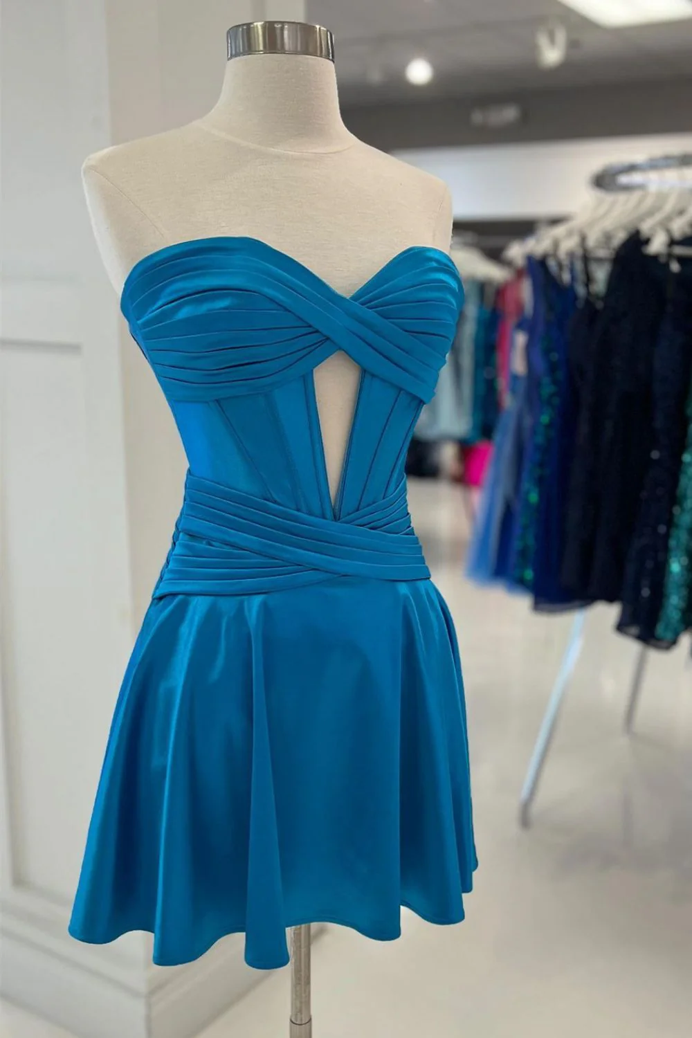 Simple A Line Satin Homecoming Dress with Sweetheart Neckline and Zipper Back - Image 5
