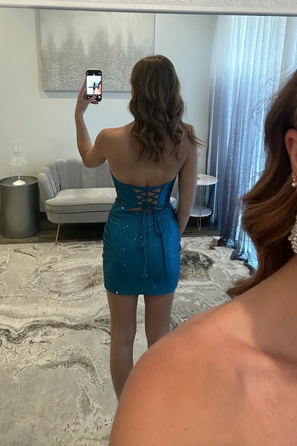 Sparkle Short Tight Homecoming Dress with Cutout Details and Strapless Design - Image 19