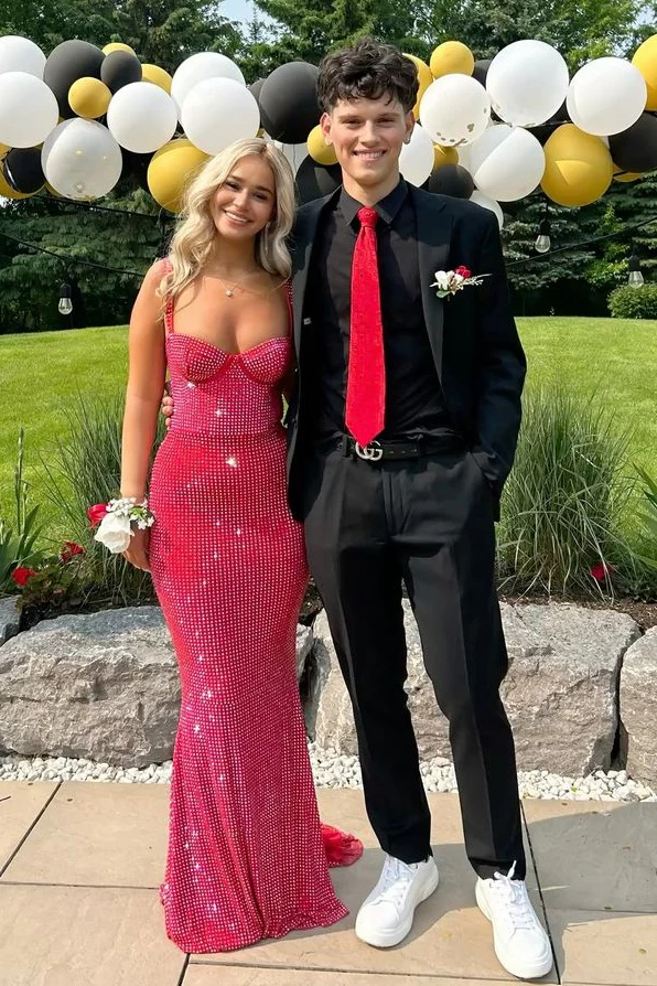 Sparkly Mermaid Sweetheart Red Long Prom Dress with Beading - Image 4