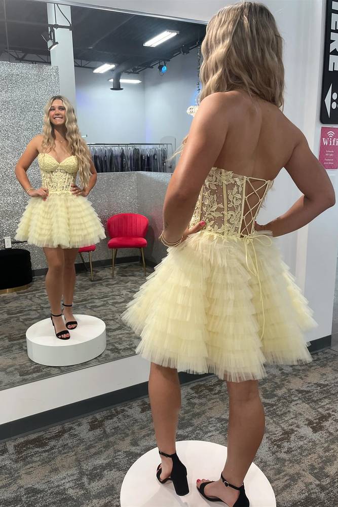 Red A-Line Sweetheart Homecoming Dress with Lace Up Back and Short Tulle Skirt - Image 6
