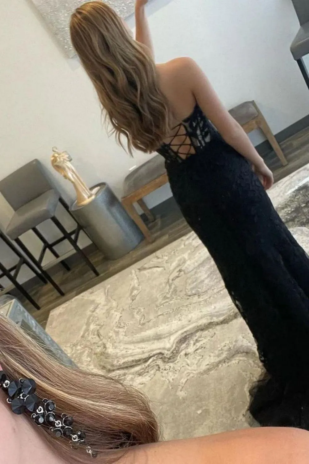 Stunning Mermaid Sweetheart Lilac Long Lace Corset Prom Dress with Appliques - Image 12