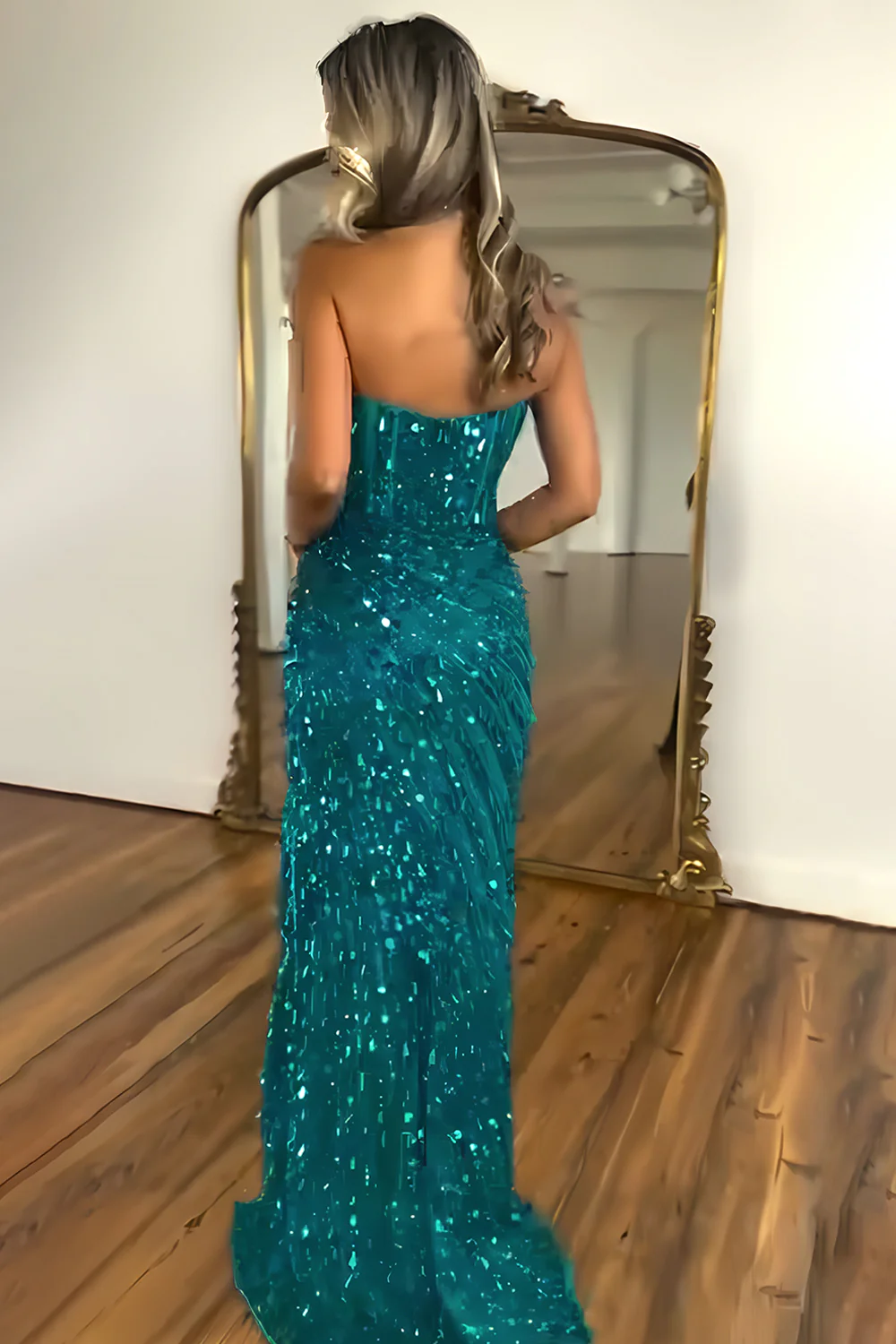 Sweetheart Mermaid Sequins Prom Dress with High Slit Skirt - Image 11