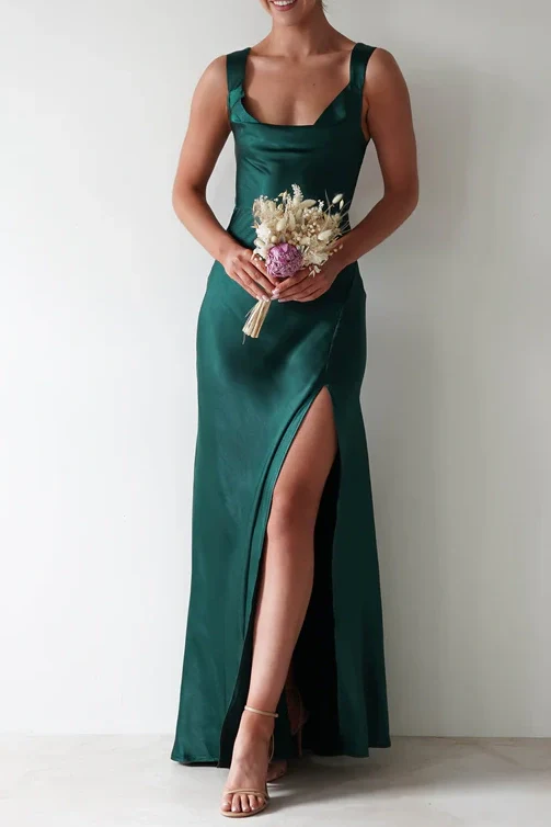 Sweety Satin Square Neck Yellow Long Prom Dress with Criss Cross Back - Image 20