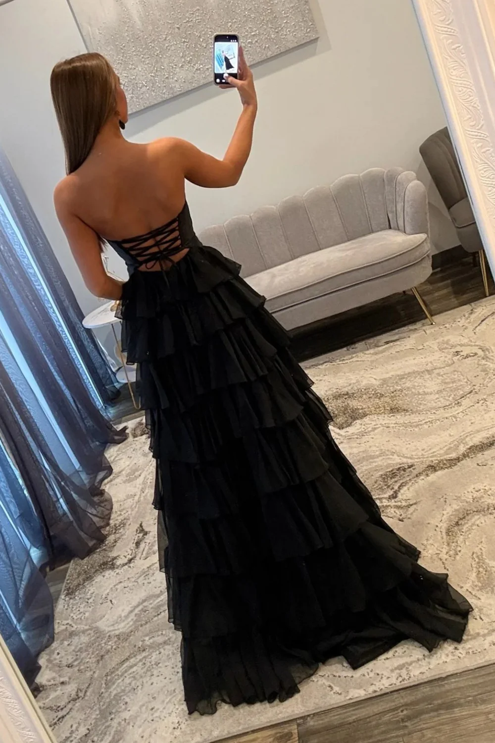 Trendy A Line Sweetheart Hot Pink Long Prom Dress with Ruffles Keyhole - Image 9