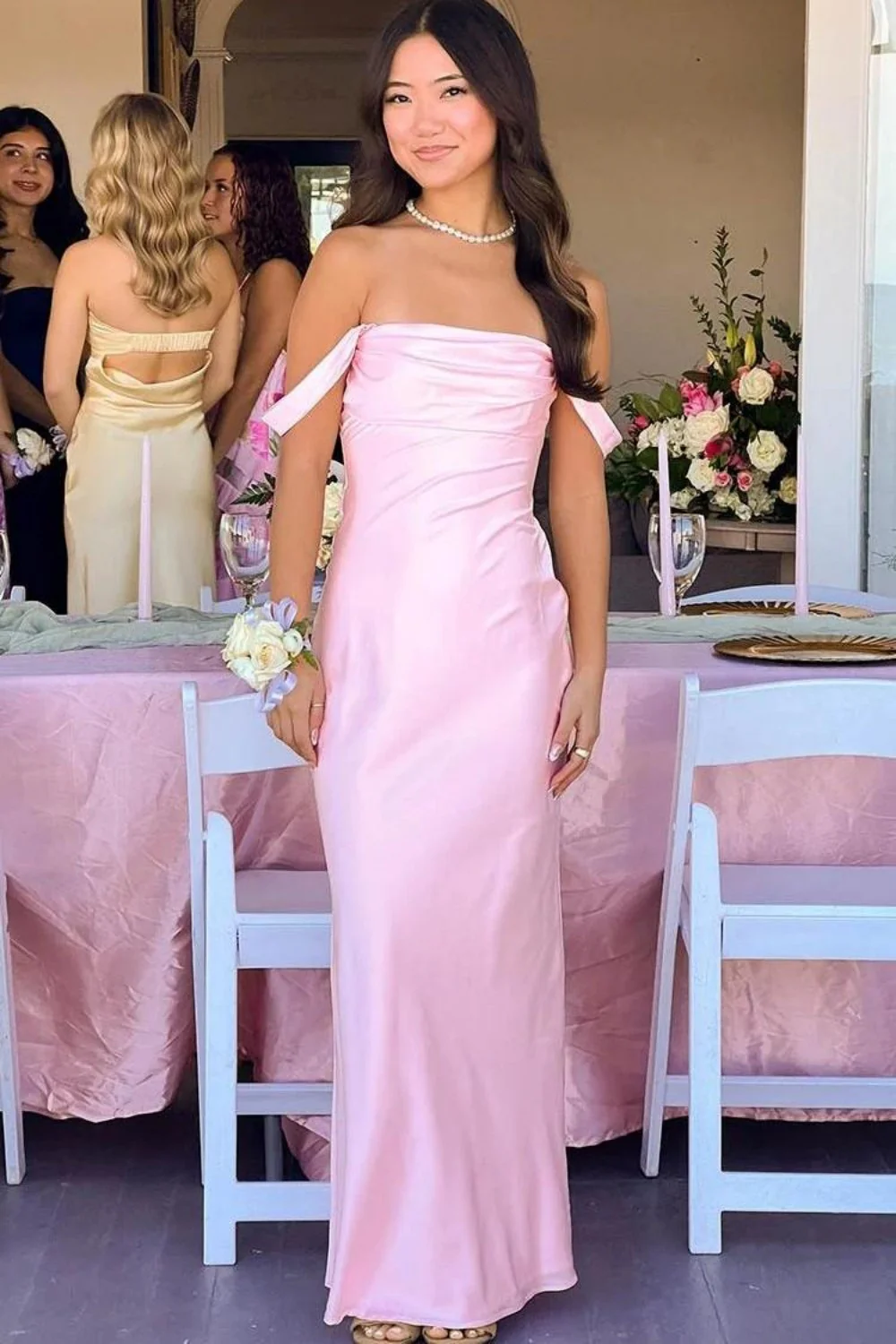 Trendy Sheath Off the Shoulder Lilac Prom Dress with Ruched - Image 11
