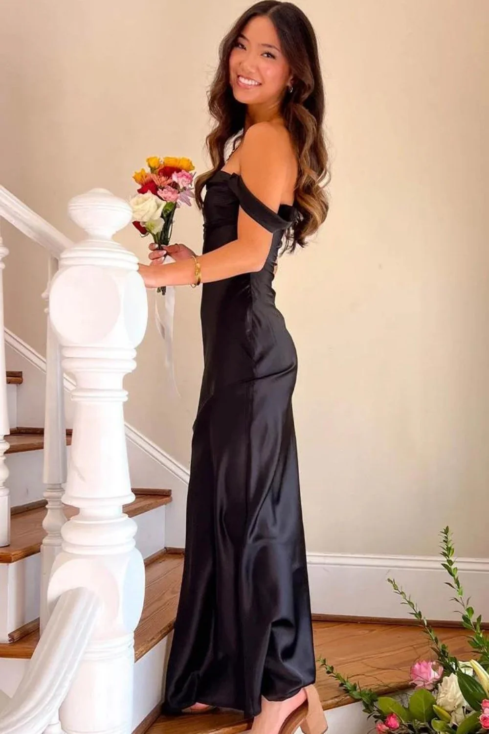 Trendy Sheath Off the Shoulder Lilac Prom Dress with Ruched - Image 14
