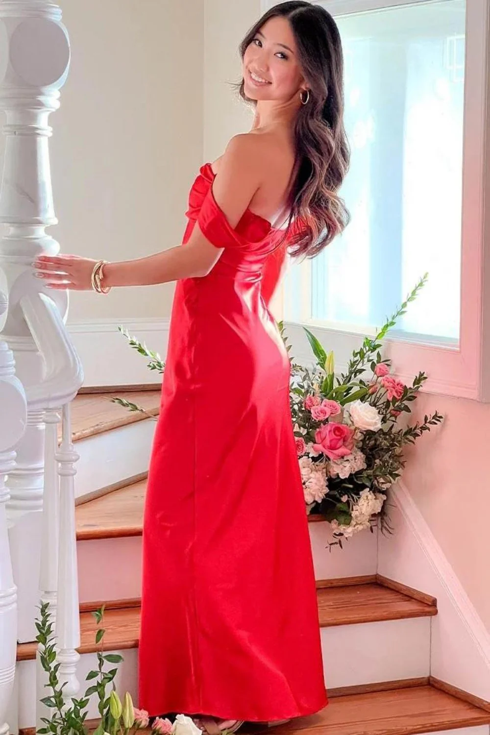 Trendy Sheath Off the Shoulder Lilac Prom Dress with Ruched - Image 23