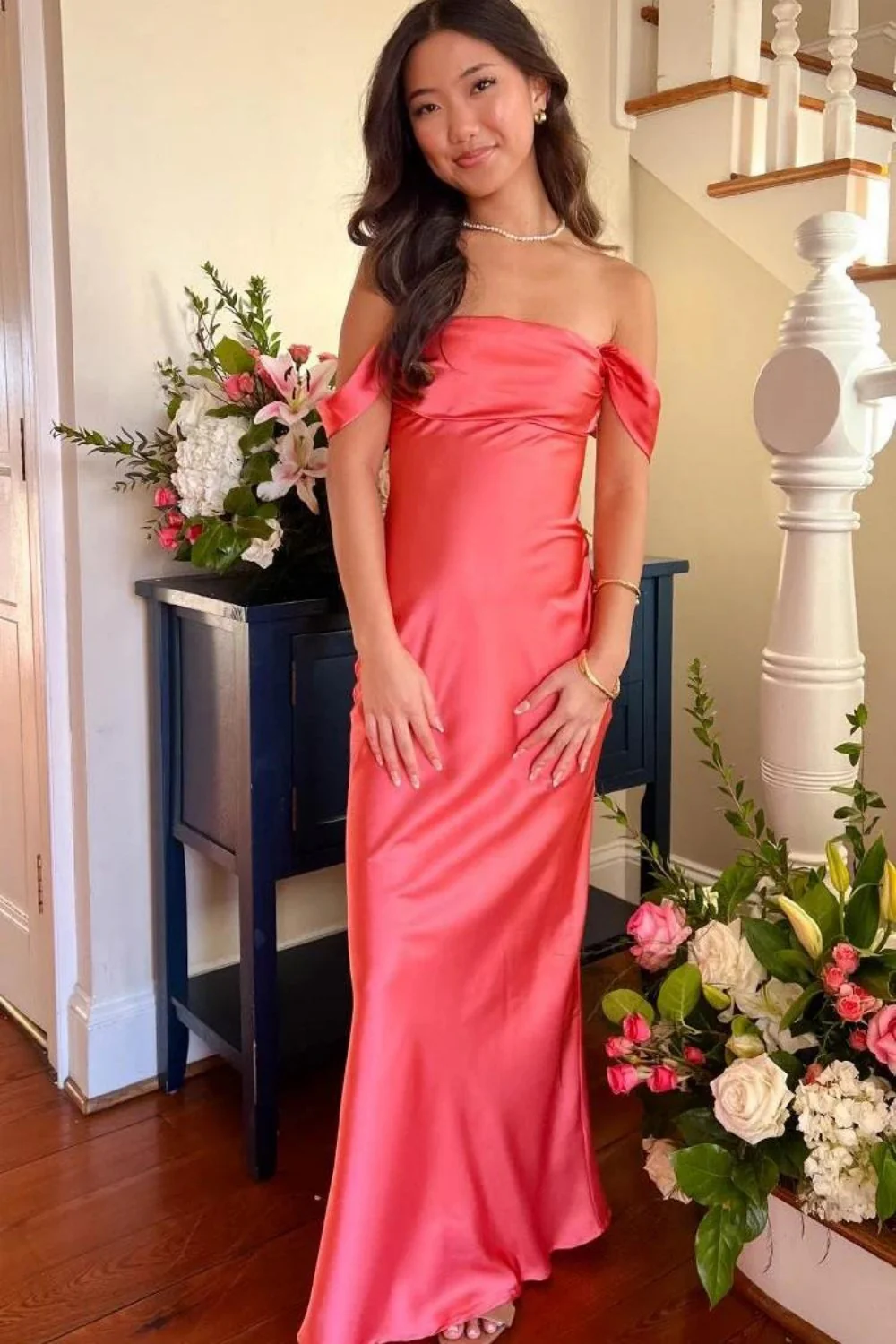 Trendy Sheath Off the Shoulder Lilac Prom Dress with Ruched - Image 5